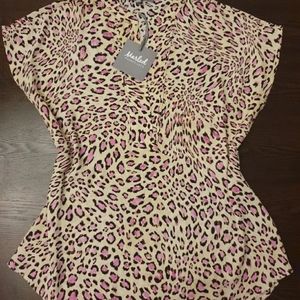 Pink Leopard Blouse size small